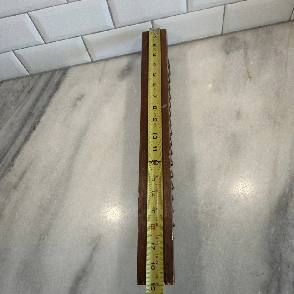 Vintage Tie/Belt Rack Organizer Wall Mount Closet Rod‎ 36 hook Wood/Brass GWB001